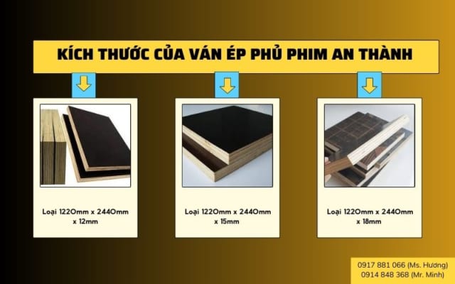 kích thước của ván ép phủ phim an thành